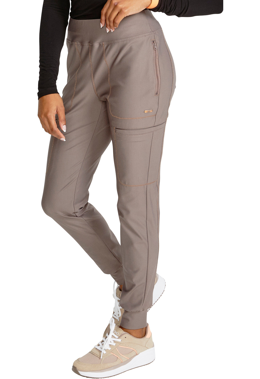 Form CK092 Mid Rise Tapered Leg Drawstring Pants Iron Model Image Right Side | Cherokee