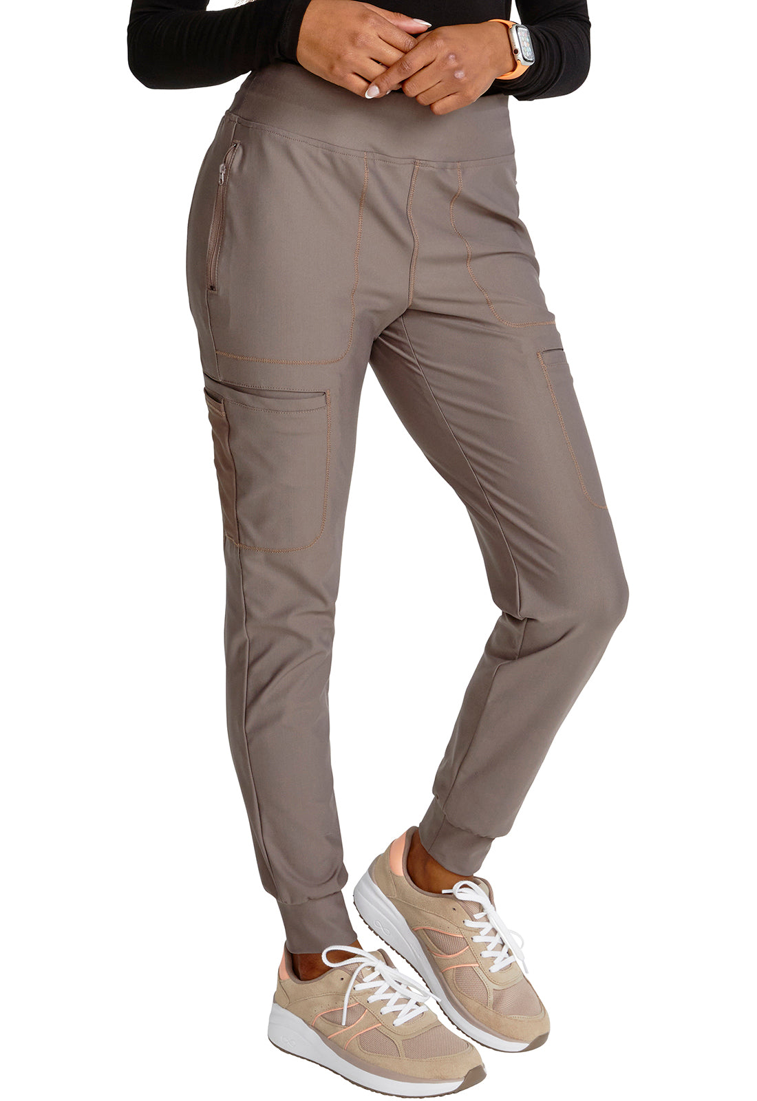 Form CK092 Mid Rise Tapered Leg Drawstring Pants Iron Model Image Left Side | Cherokee