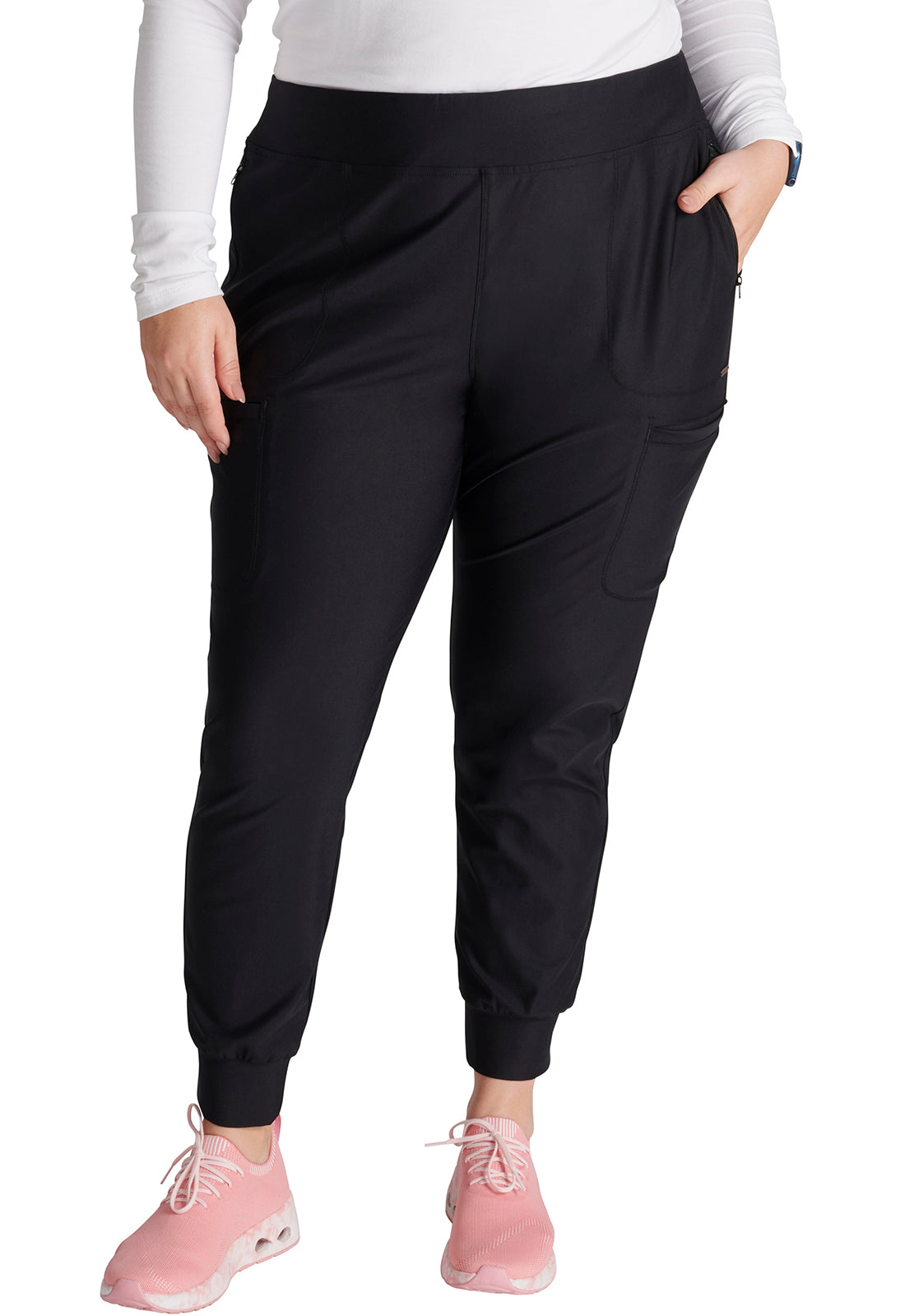 Form CK092 Mid Rise Tapered Leg Drawstring Pants Black