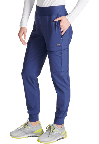 Form CK092 Mid Rise Tapered Leg Drawstring Pants Navy Model Image Right Side | Cherokee