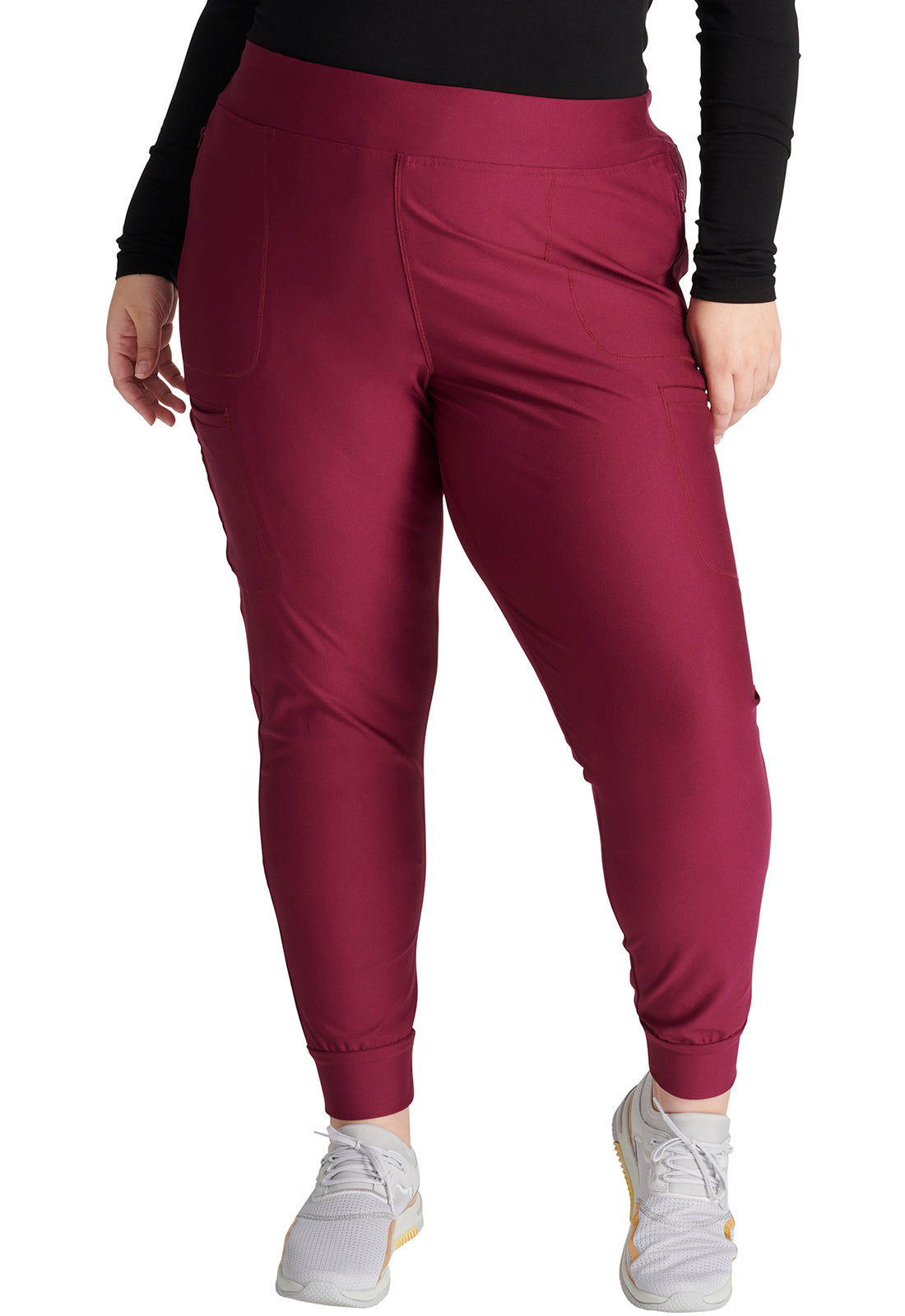 Form CK092 Mid Rise Tapered Leg Drawstring Pants Wine