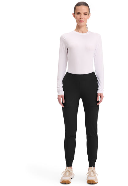 Form CK092 Women's Mid Rise Tapered Leg Drawstring Scrub Pants Black