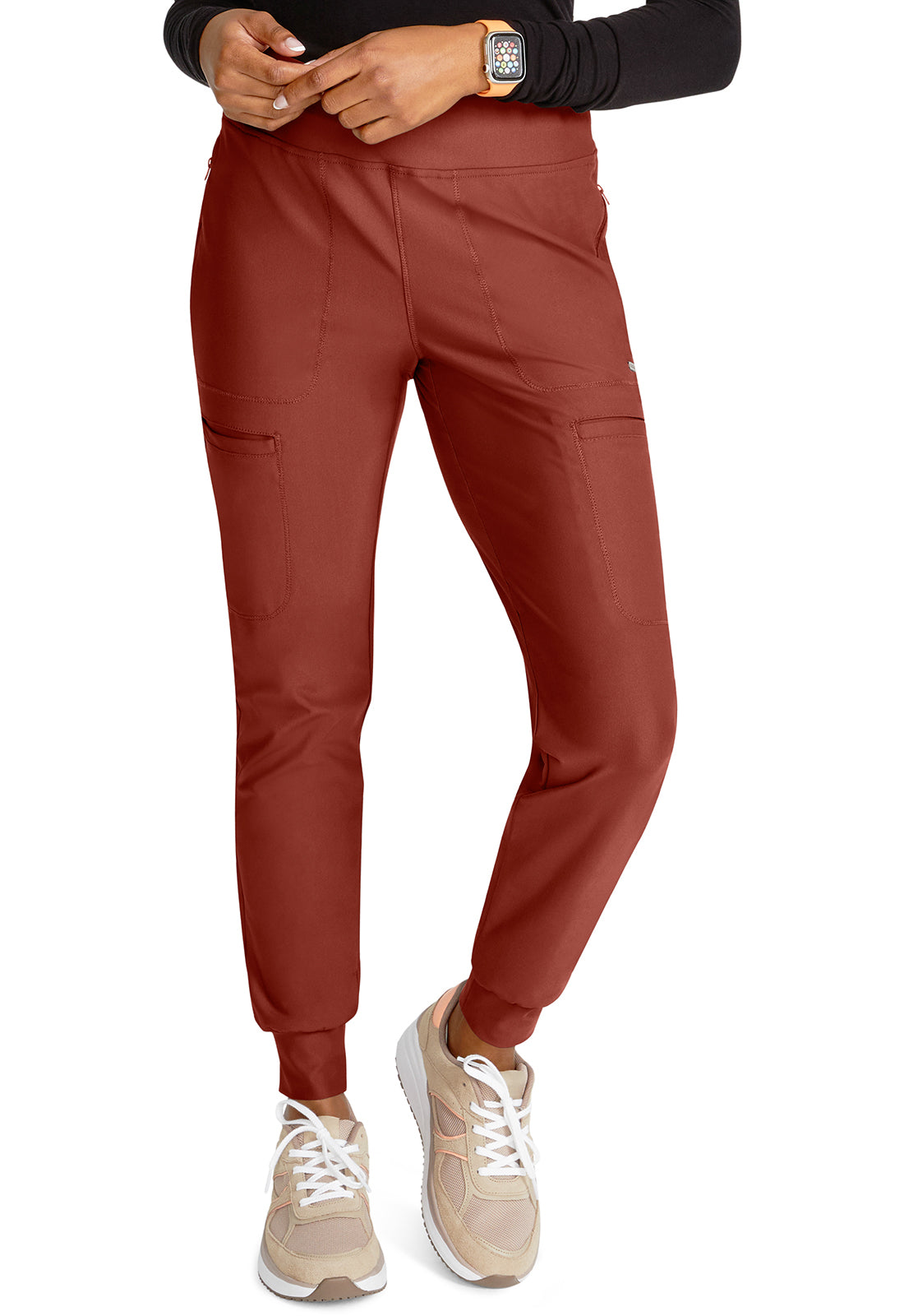 Form CK092 Mid Rise Tapered Leg Drawstring Pants MASALA Model Image Front | Cherokee