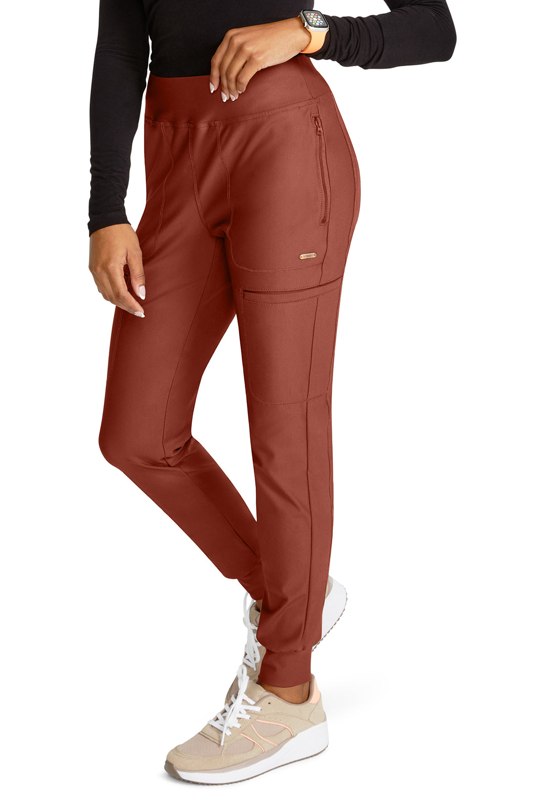 Form CK092 Mid Rise Tapered Leg Drawstring Pants MASALA Model Image Right Side | Cherokee