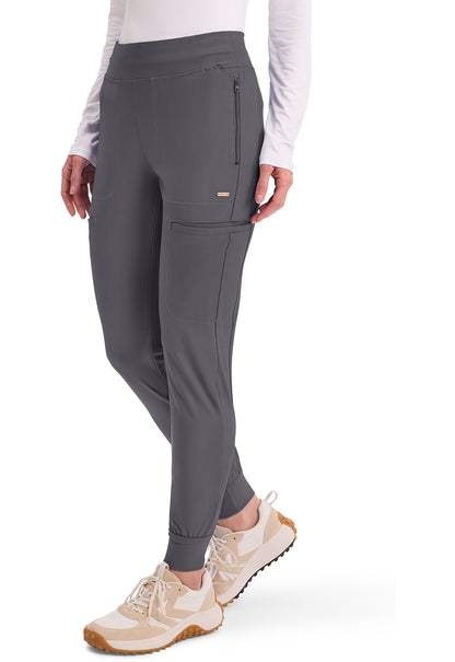 Form CK092 Women's Mid Rise Tapered Leg Drawstring Scrub Pants Pewter