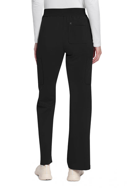 Atmos CK093A Mid Rise Pull-On Moderate Flare Leg Pants Black Model Image Back | Cherokee