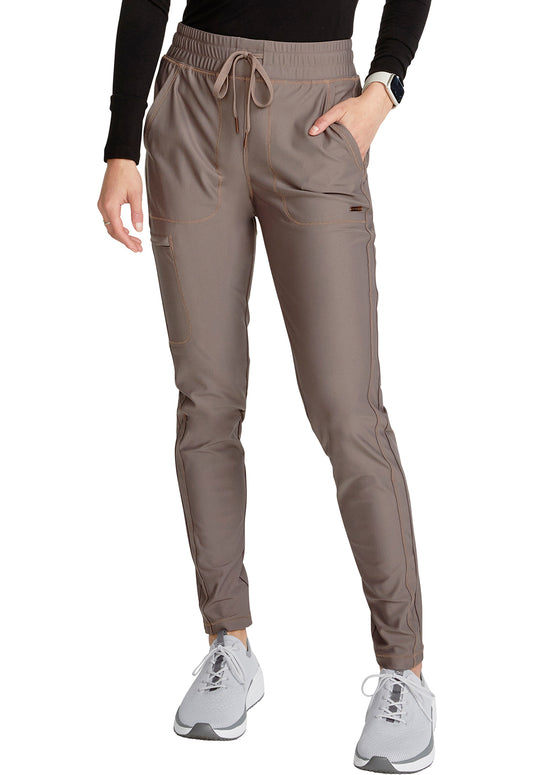 Form CK095 Mid Rise Tapered Leg Drawstring Pants Iron Model Image Front | Cherokee