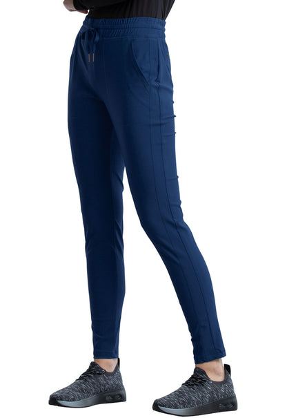 Form CK095 Mid Rise Tapered Leg Drawstring Pants Navy Model Image Right Side | Cherokee