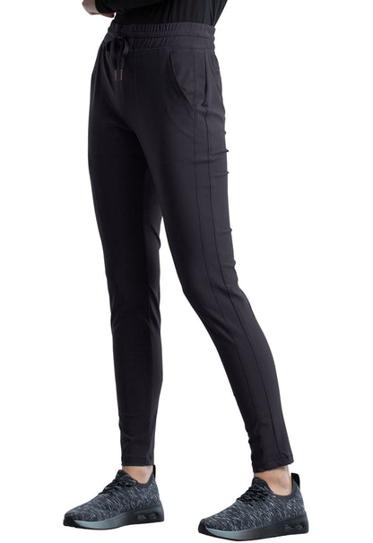 Form CK095 Mid Rise Tapered Leg Drawstring Pants Pewter Model Image Right Side | Cherokee