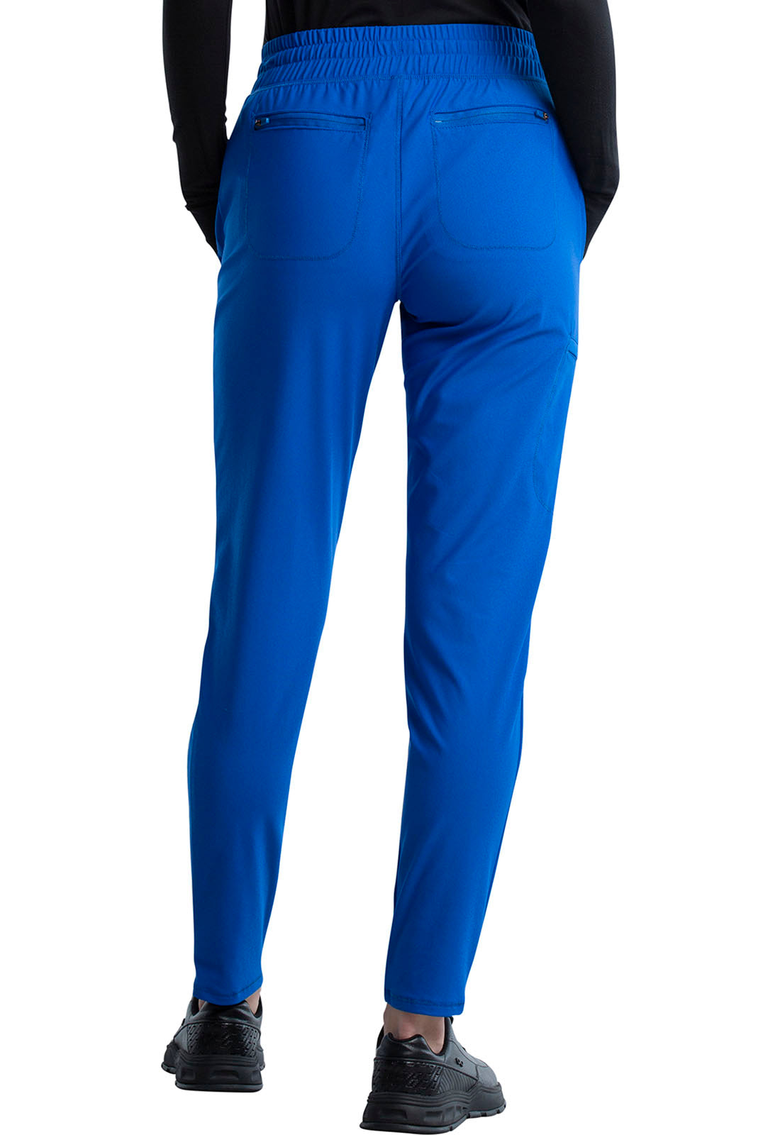 Form CK095 Mid Rise Tapered Leg Drawstring Pants Royal Model Image Back | Cherokee