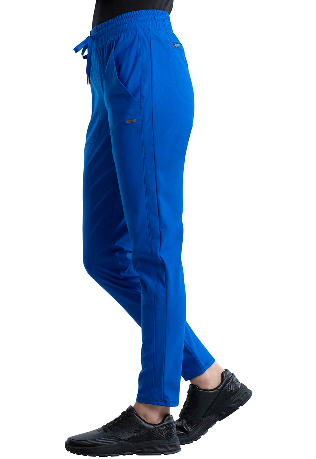 Form CK095 Mid Rise Tapered Leg Drawstring Pants Royal Model Image Right Side | Cherokee