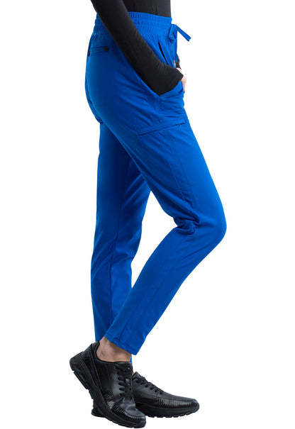 Form CK095 Mid Rise Tapered Leg Drawstring Pants Royal Model Image Left Side | Cherokee