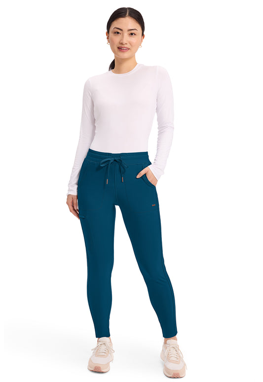 Form CK095 Women's Mid Rise Tapered Leg Drawstring Scrub Pants Caribbean Blue