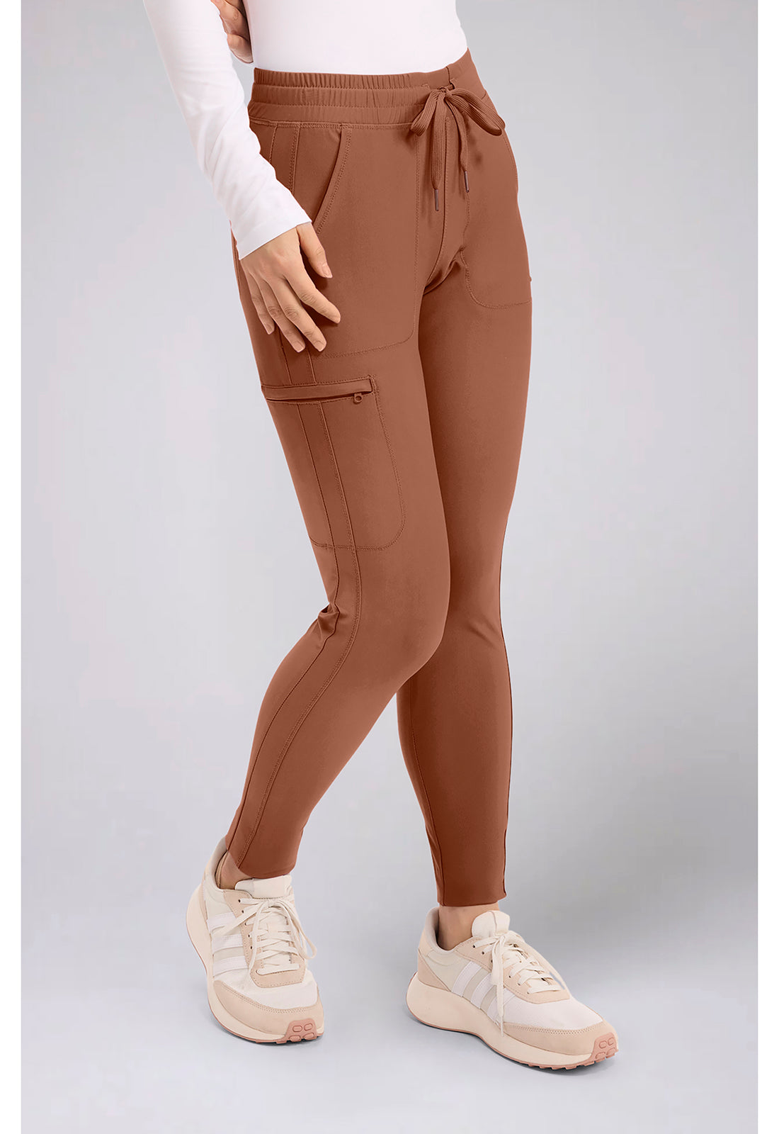 Form CK095 Women's Mid Rise Tapered Leg Drawstring Scrub Pants Caffã¨ Mocha