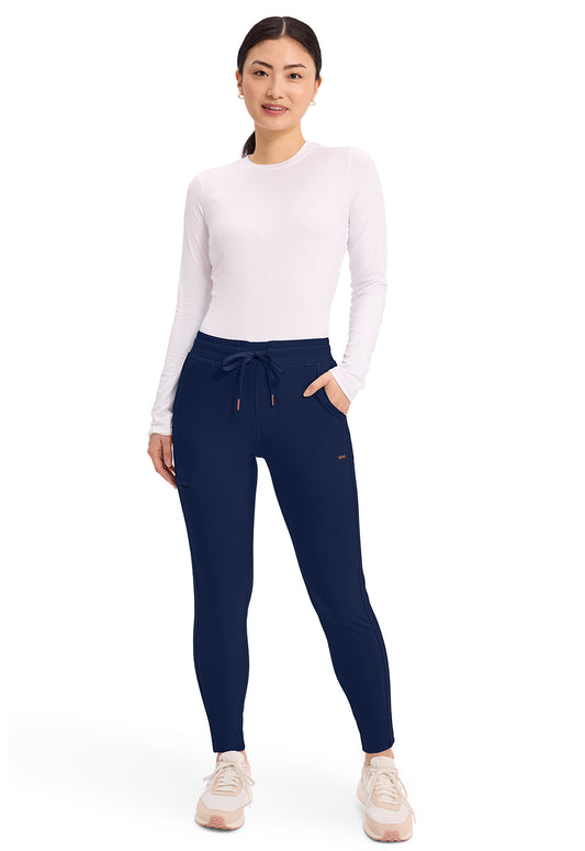 Form CK095 Women's Mid Rise Tapered Leg Drawstring Scrub Pants Navy