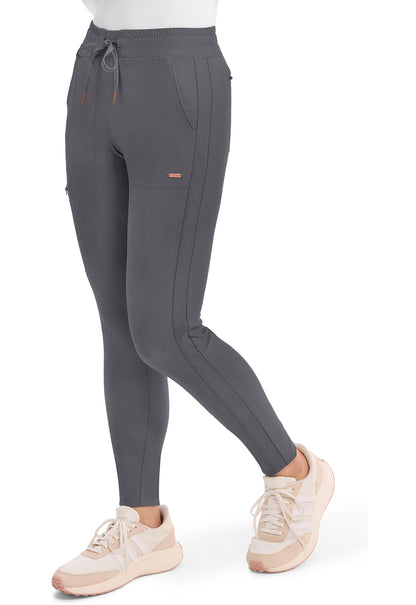 Form CK095 Women's Mid Rise Tapered Leg Drawstring Scrub Pants Pewter