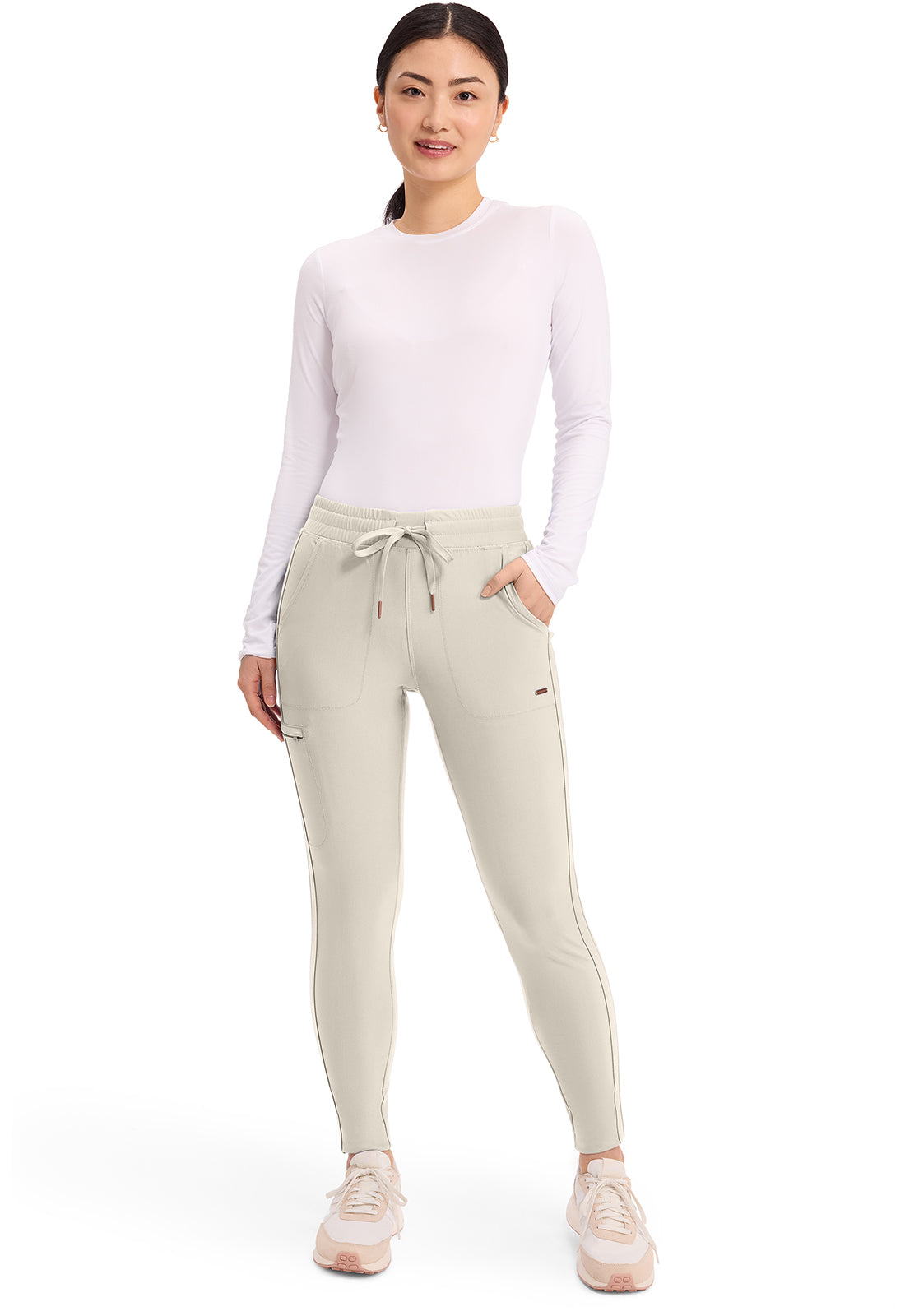 Form CK095 Mid Rise Tapered Leg Drawstring Pants Summer Sand