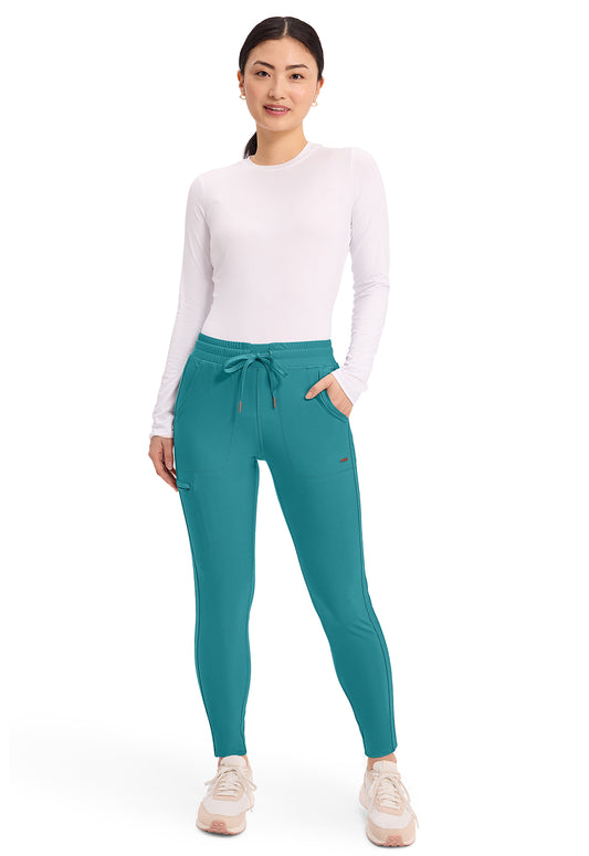 Form CK095 Women's Mid Rise Tapered Leg Drawstring Scrub Pants Teal Blue