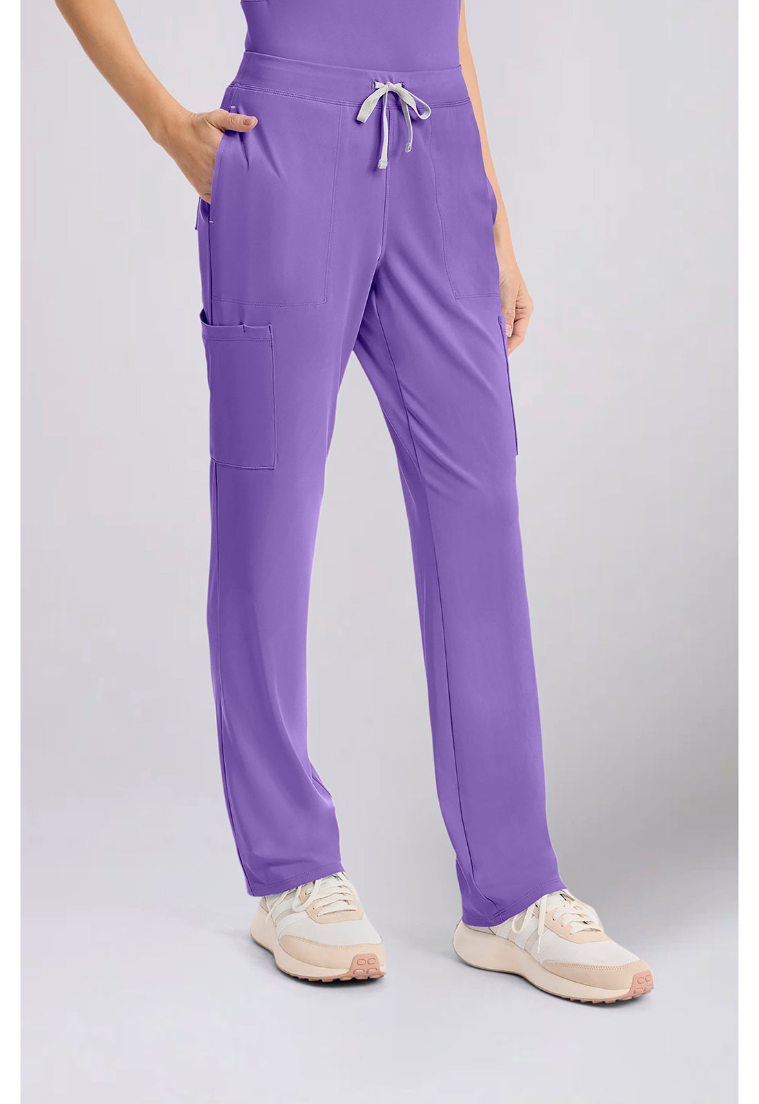 Achieve CK096 Women's 5-Pocket Straight Leg Scrub Pants Lilac Bloom