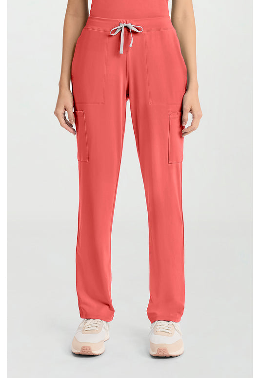 Achieve CK096 Women's 5-Pocket Straight Leg Scrub Pants True Coral