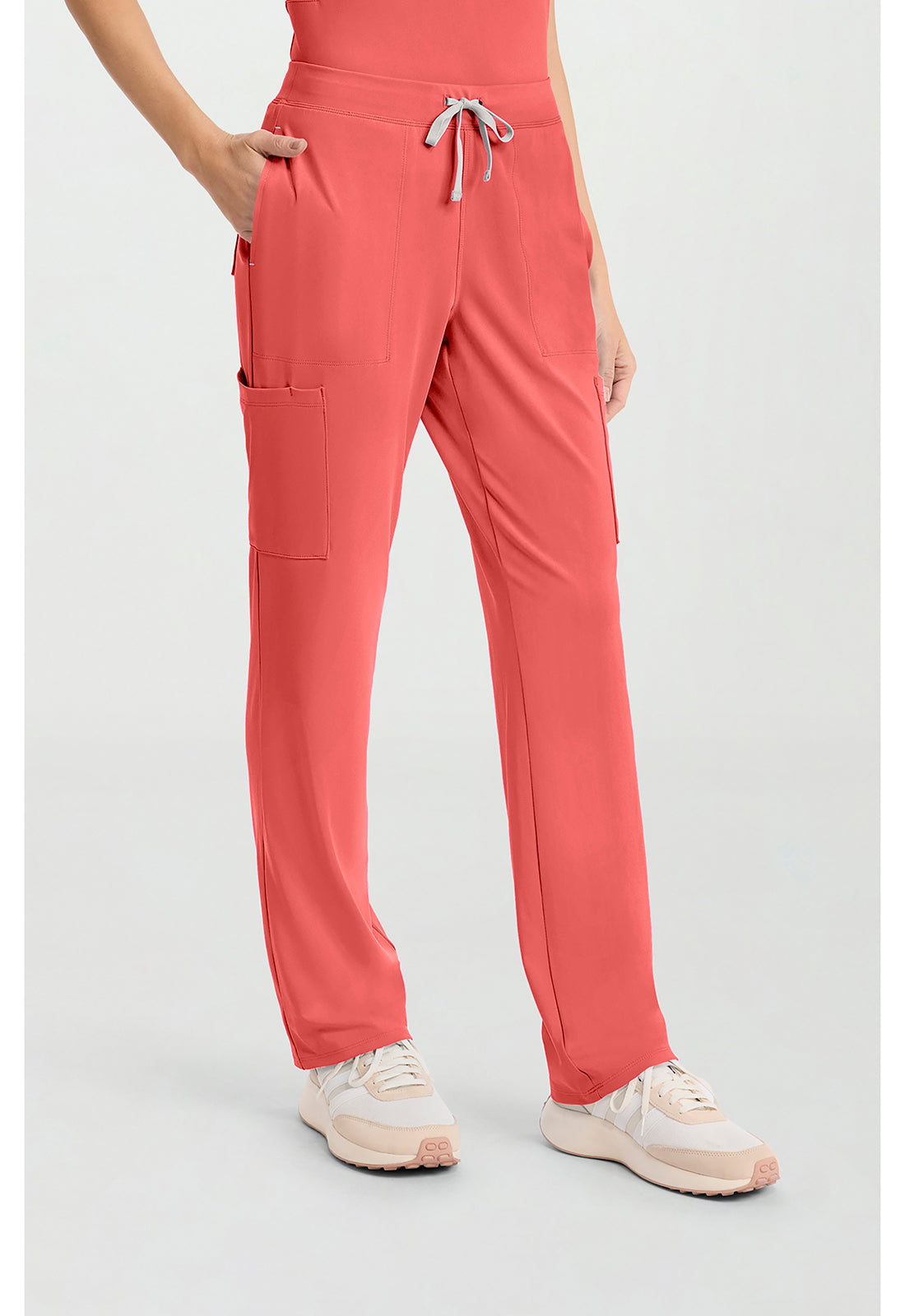 Achieve CK096 Women's 5-Pocket Straight Leg Scrub Pants True Coral