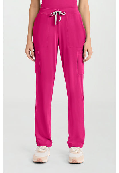 Achieve CK096 Women's 5-Pocket Straight Leg Scrub Pants Tropical Hibiscus