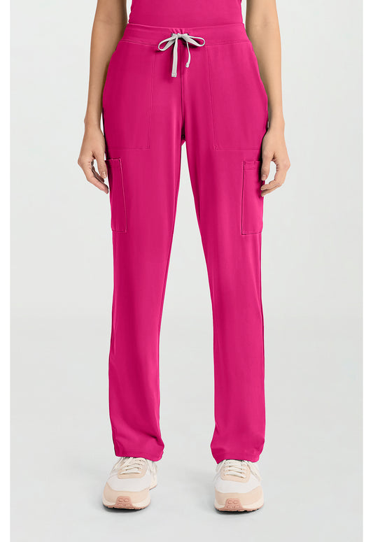Achieve CK096 Women's 5-Pocket Straight Leg Scrub Pants Tropical Hibiscus