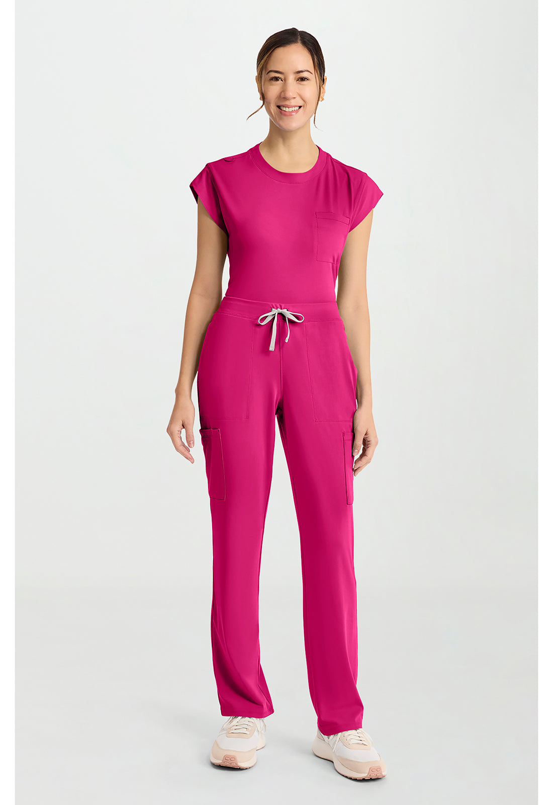 Achieve CK096 Women's 5-Pocket Straight Leg Scrub Pants Tropical Hibiscus