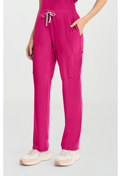 Achieve CK096 Women's 5-Pocket Straight Leg Scrub Pants Tropical Hibiscus