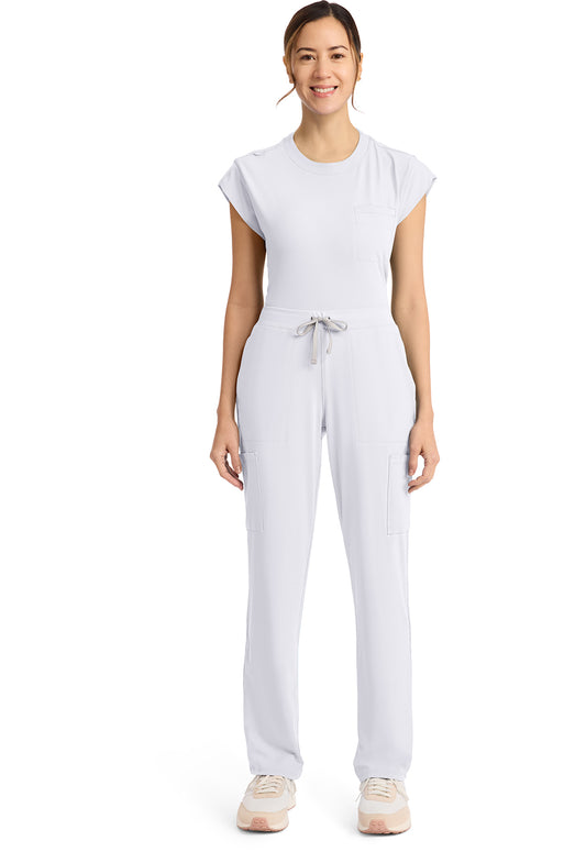 Achieve CK096 Women's 5-Pocket Straight Leg Scrub Pants White