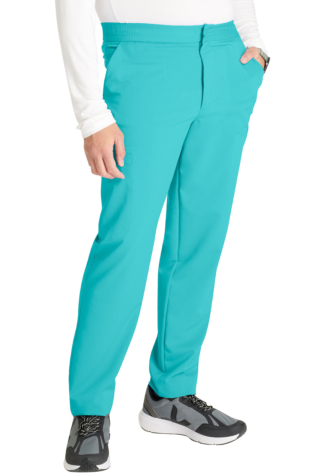 Atmos CK131A Men's Tapered Leg Pants Teal Blue Model Image Left Side | Cherokee