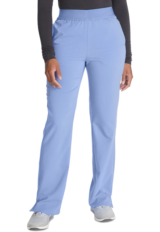 Atmos CK136A Mid Rise Pull-on Straight Leg Pants Blissful Sky Model Image Front | Cherokee