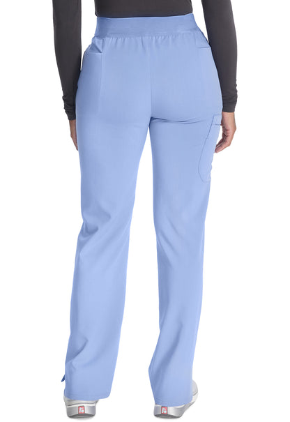 Atmos CK136A Mid Rise Pull-on Straight Leg Pants Blissful Sky Model Image Back | Cherokee