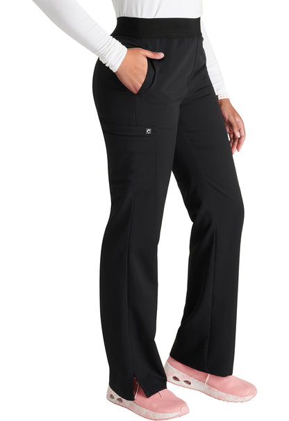 Atmos CK136A Mid Rise Pull-on Straight Leg Pants Black Model Image Left Side | Cherokee