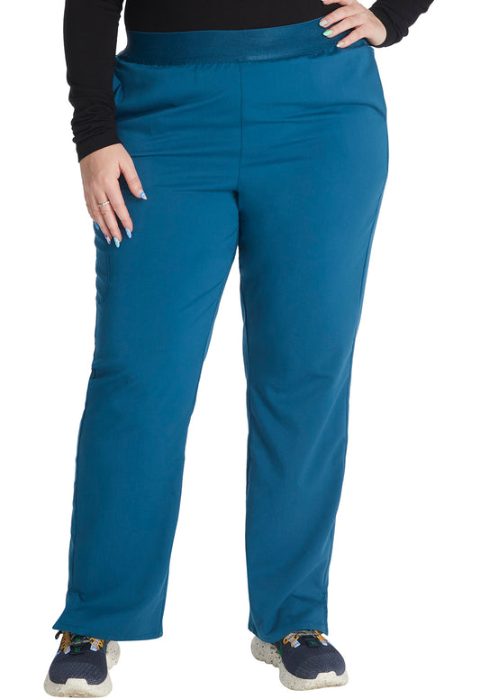 Atmos CK136A Mid Rise Pull-on Straight Leg Pants Caribbean Blue Model Image Front | Cherokee