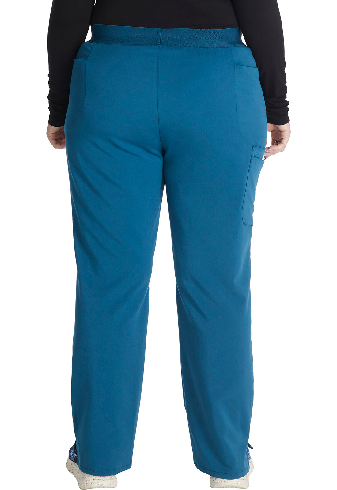 Atmos CK136A Mid Rise Pull-on Straight Leg Pants Caribbean Blue Model Image Back | Cherokee