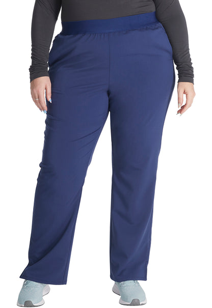 Atmos CK136A Mid Rise Pull-on Straight Leg Pants Navy Model Image Front | Cherokee