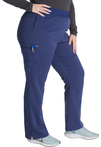 Atmos CK136A Mid Rise Pull-on Straight Leg Pants Navy Model Image Left Side | Cherokee