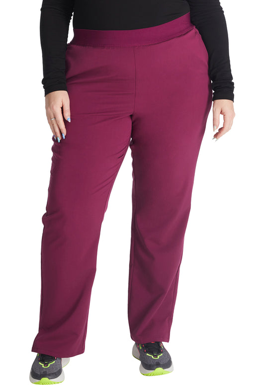 Atmos CK136A Mid Rise Pull-on Straight Leg Pants Wine Model Image Front | Cherokee