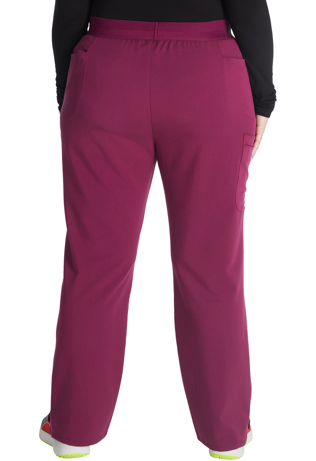 Atmos CK136A Mid Rise Pull-on Straight Leg Pants Wine Model Image Back | Cherokee