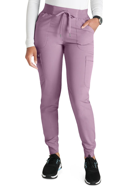 Atmos CK138A Mid Rise Pull-on Jogger Mauve Haze Model Image Front | Cherokee