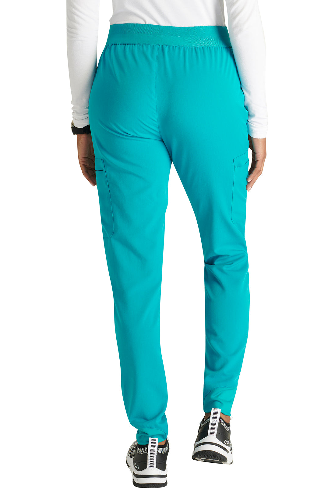 Atmos CK138A Mid Rise Pull-on Jogger Teal Blue Model Image Back | Cherokee