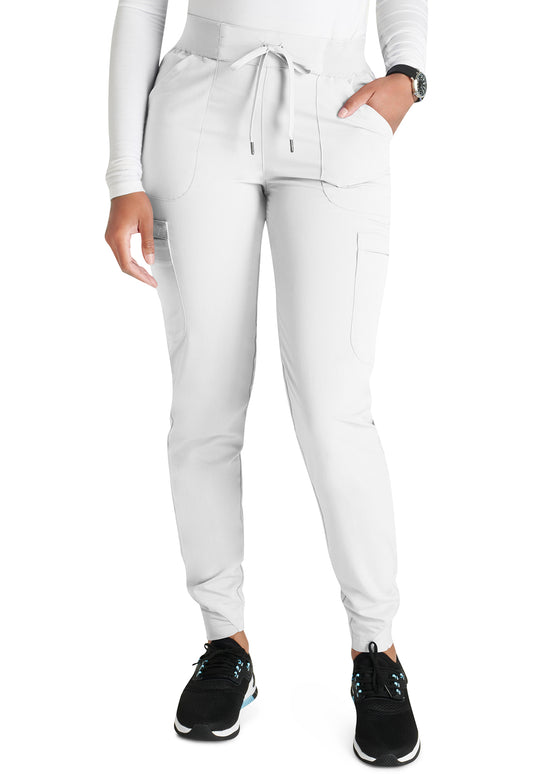 Atmos CK138A Mid Rise Pull-on Jogger White Model Image Front | Cherokee