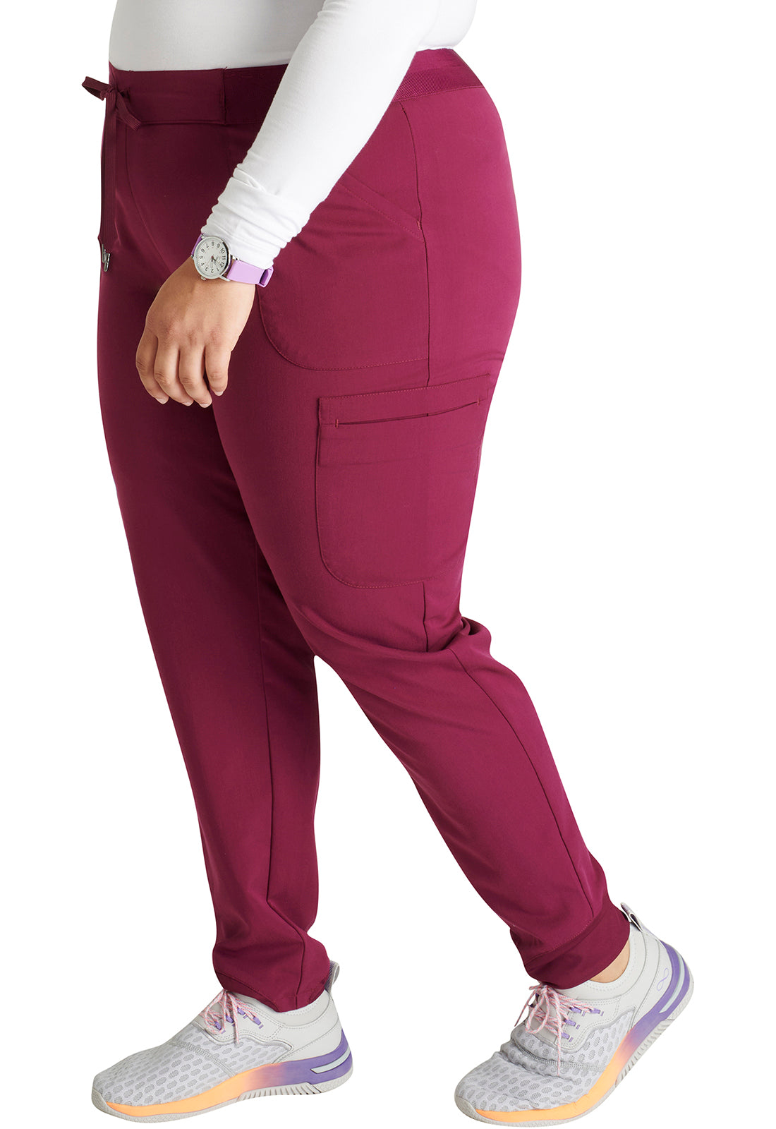 Atmos CK138A Mid Rise Pull-on Jogger Wine Model Image Right Side | Cherokee