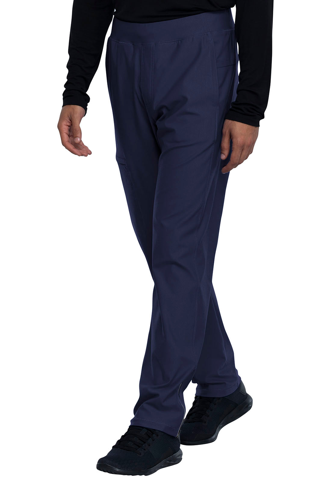 Form CK185 Men's Tapered Leg Pull-on Pants Navy Model Image Right Side | Cherokee