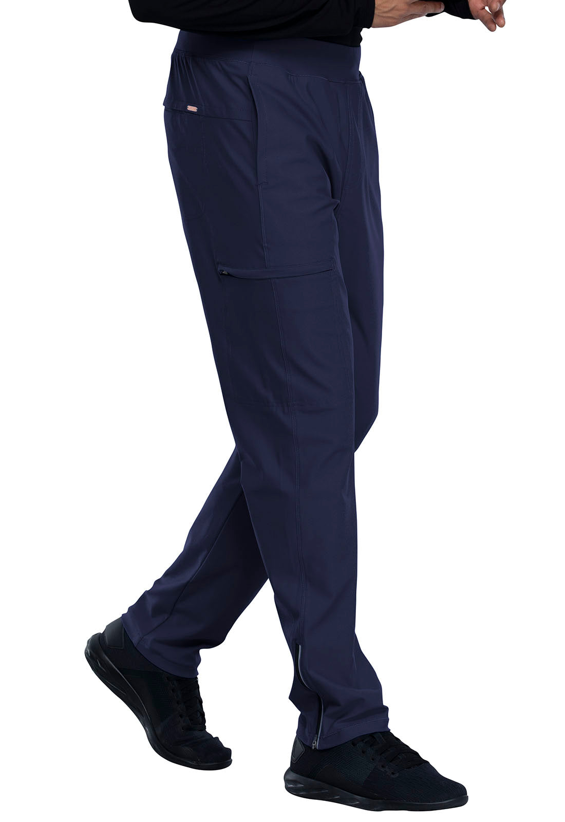 Form CK185 Men's Tapered Leg Pull-on Pants Navy Model Image Left Side | Cherokee