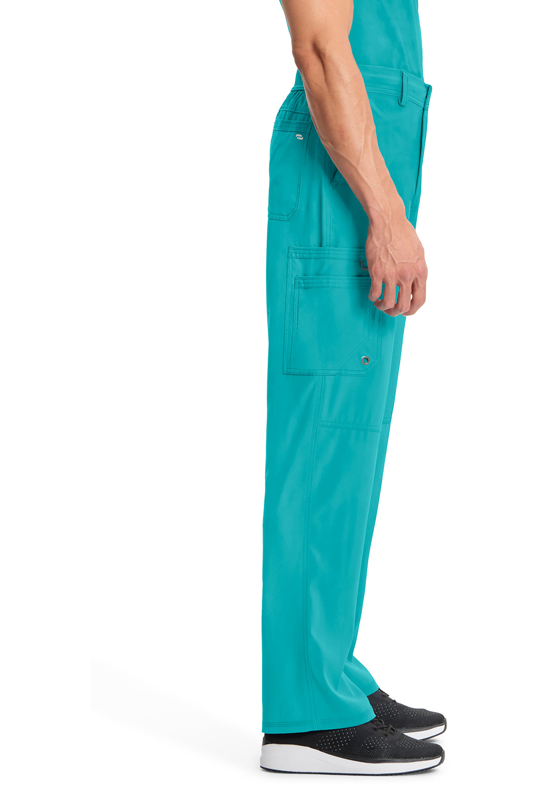 Classics CK200A Men's Fly Front Pants Teal Blue Model Image Right Side | Infinity