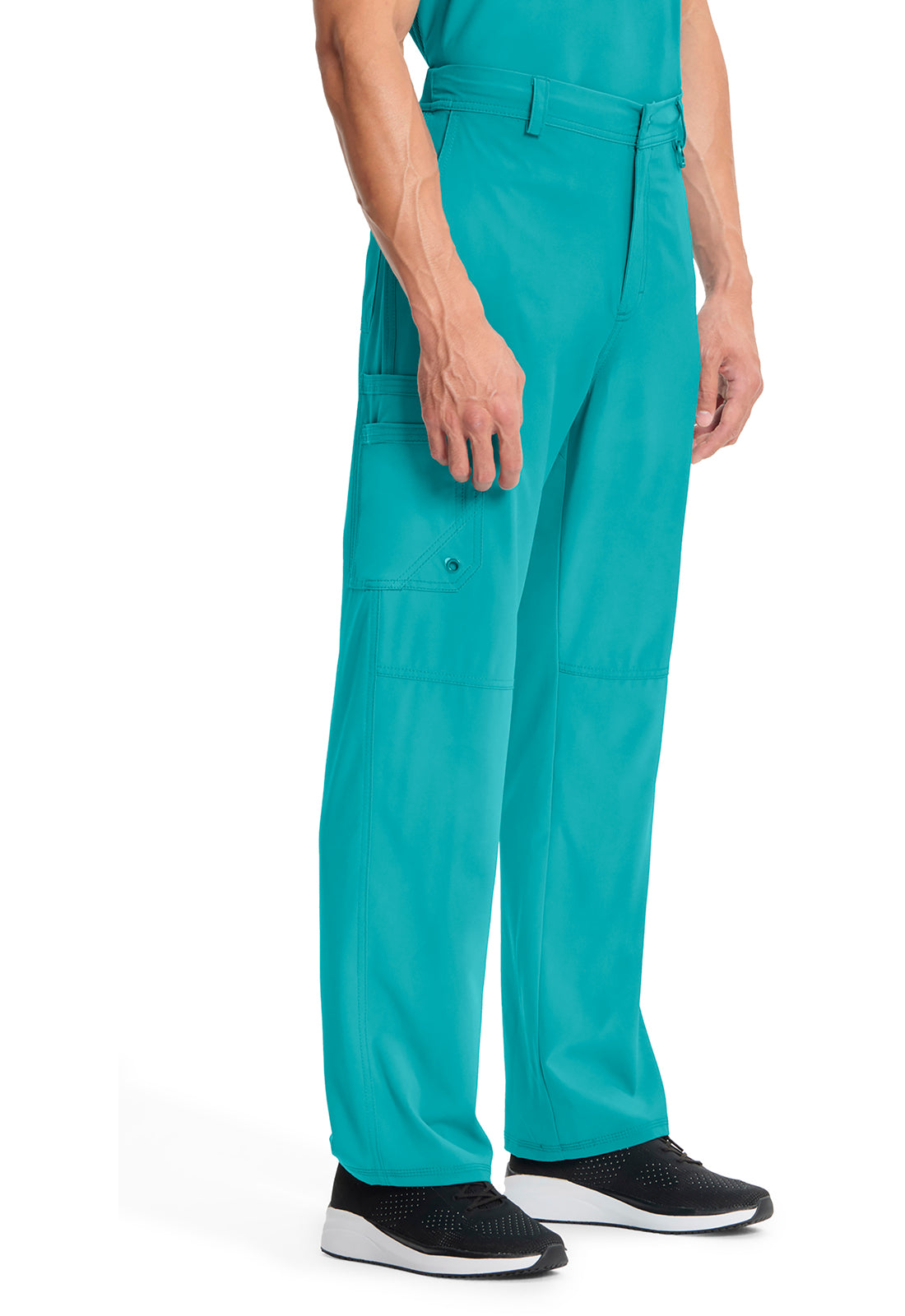 Classics CK200A Men's Fly Front Pants Teal Blue Model Image Left Side | Infinity