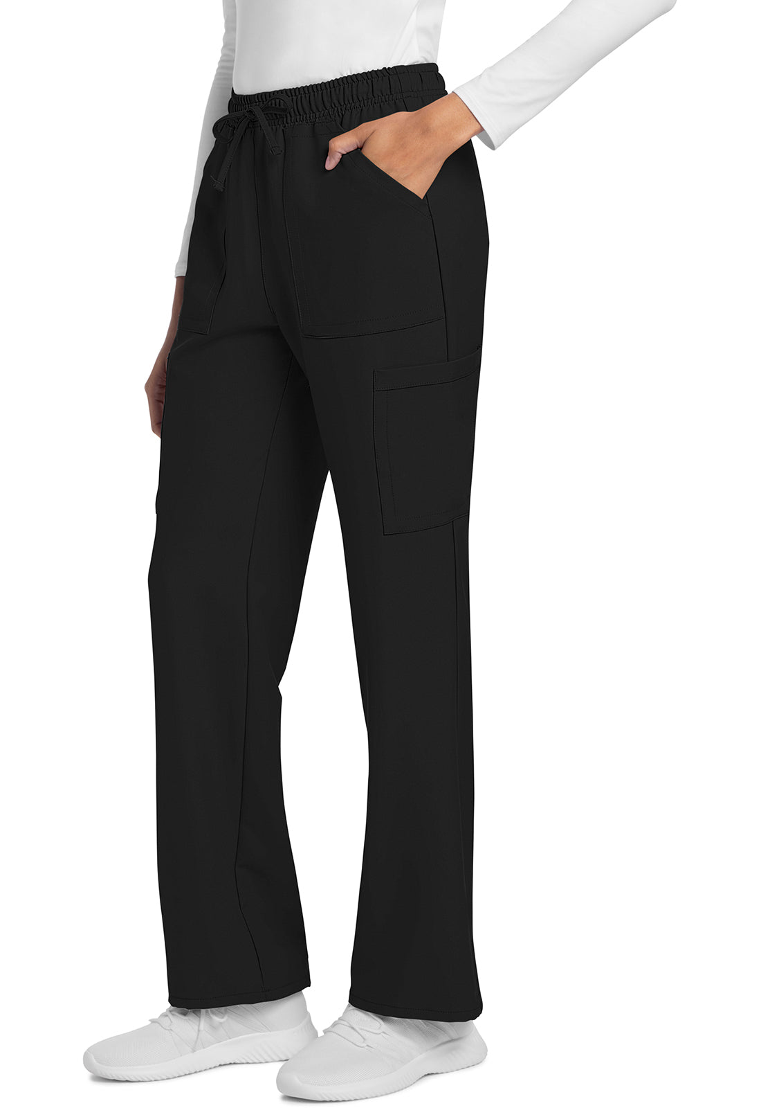 Originals Ultra CK272A Mid Rise Drawstring Trouser Cargo Pants Black Model Image Right Side | Cherokee