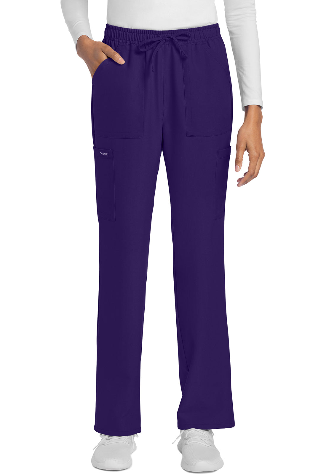 Originals Ultra CK272A Mid Rise Drawstring Trouser Cargo Pants Grape Model Image Front | Cherokee